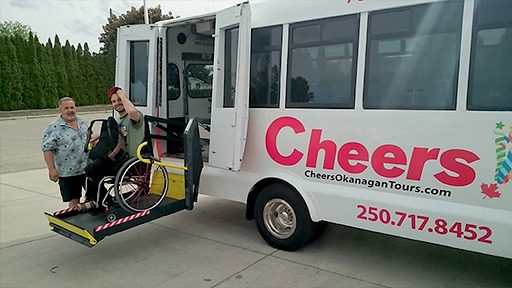 Accessible Transportation Assistance Off Bus | Kelowna Wine, Boat, & Canyon Tours | Cheers! Okanagan